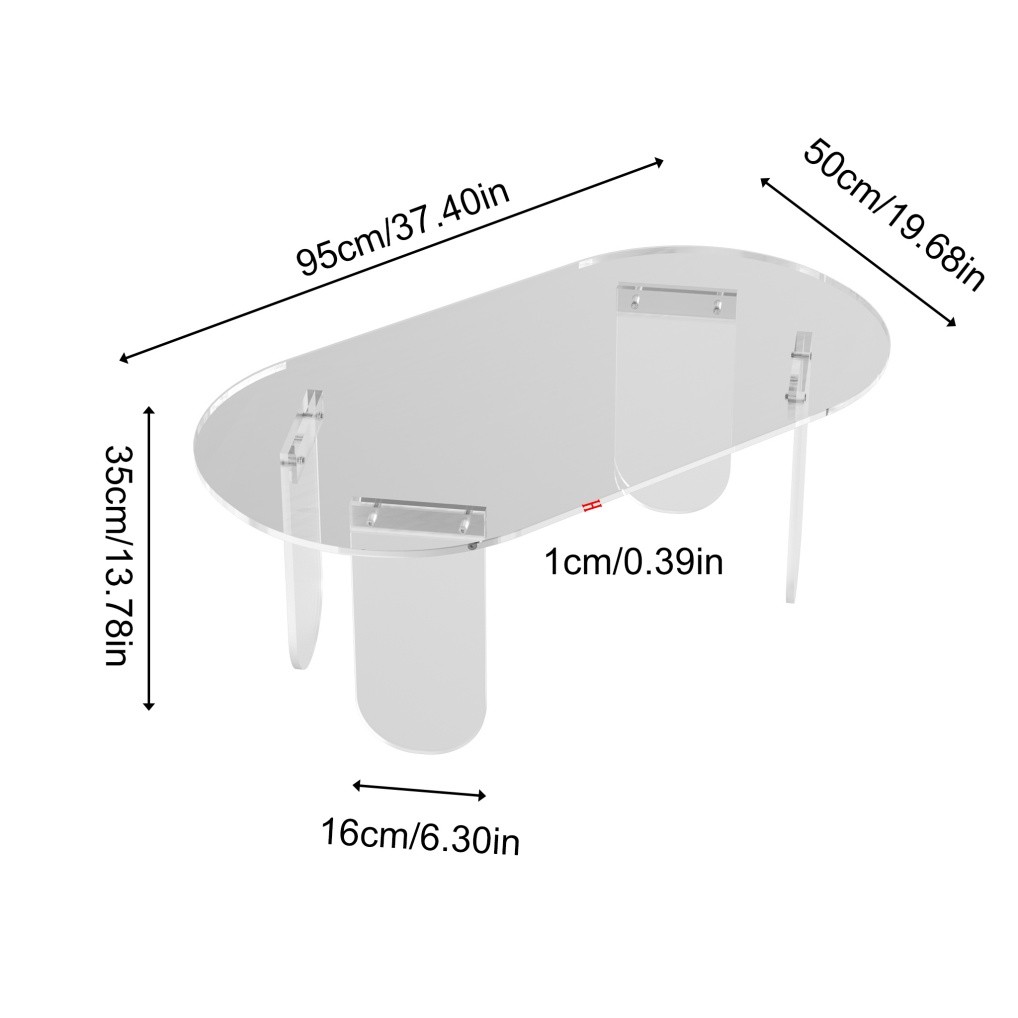 Acrylic Coffee Table Clear Coffee Table with Anti-scratch PVC Cover Sofa Table