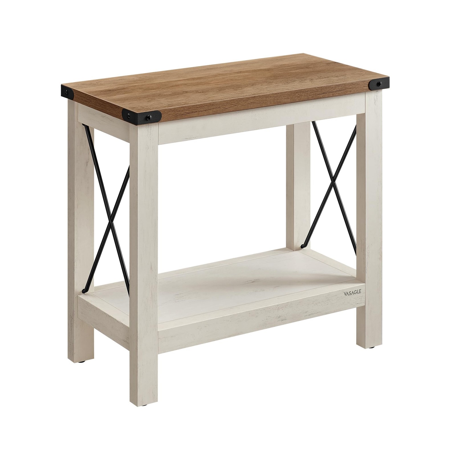 2-Tier End Table, Rustic Nightstand for Small Spaces, Living Room, Bedroom