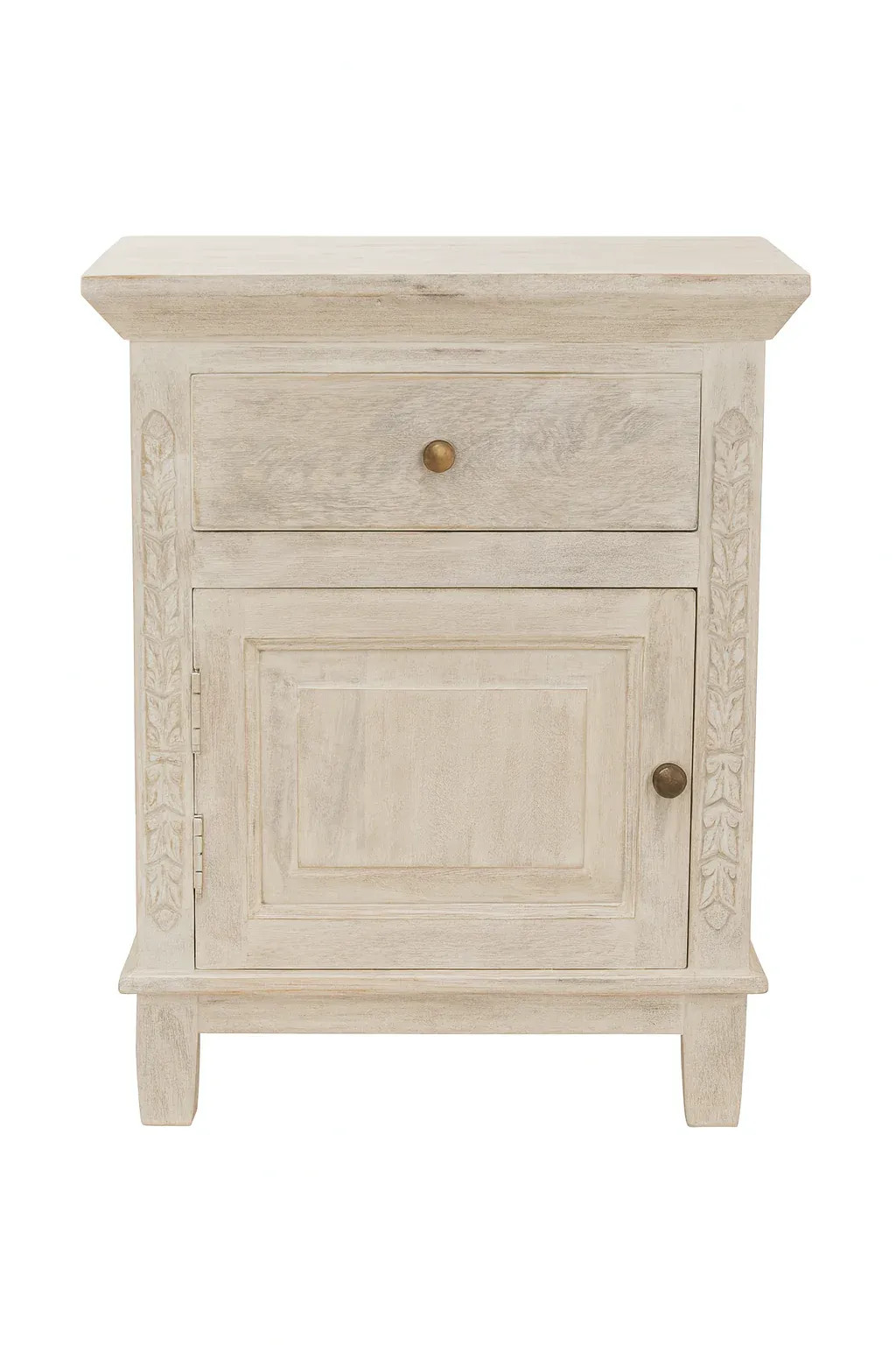Artisan Handmade Bedside Table Solid Wood Hand Carved 17.7 × 15.7 × 27.6 inches