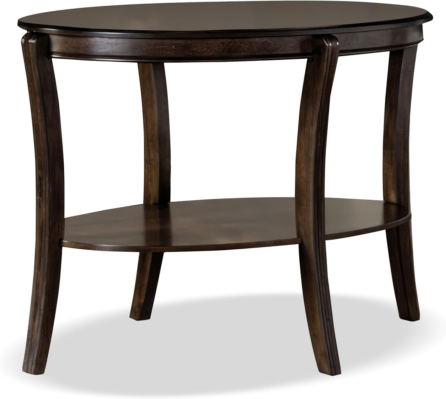Glacia 49-Inch Oval Console Table with Storage Shelf – Walnut Finish