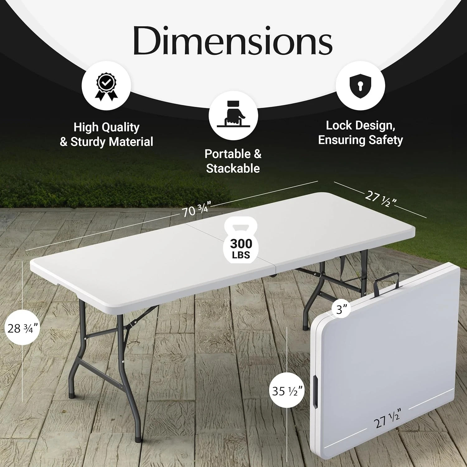 BRAND NEW 6ft Foldable Table Folds in Half | Lightweight Portable for Parties,