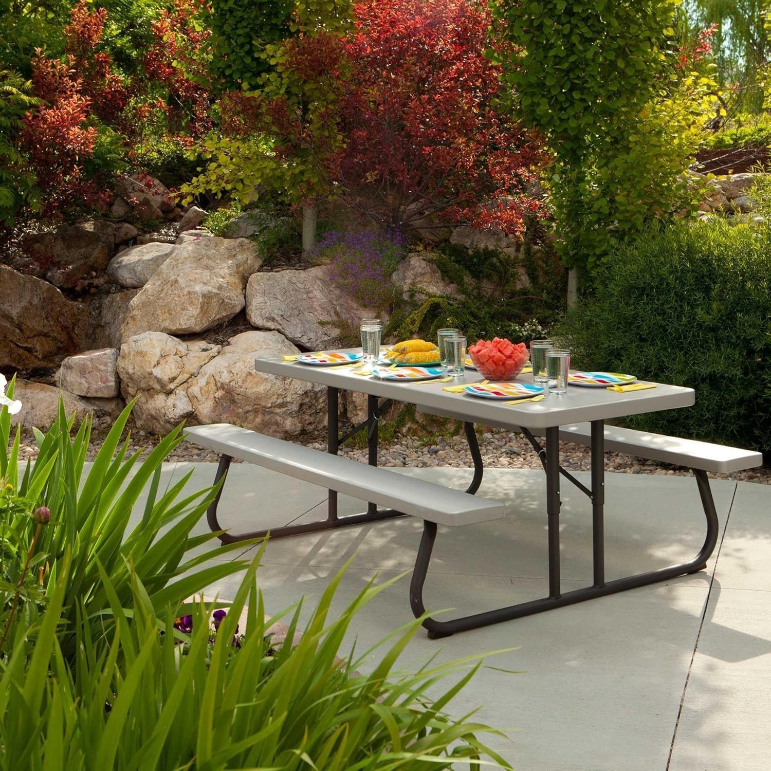 Folding Picnic Table, 6-Foot heavy duty thick table top & Steel pick up only