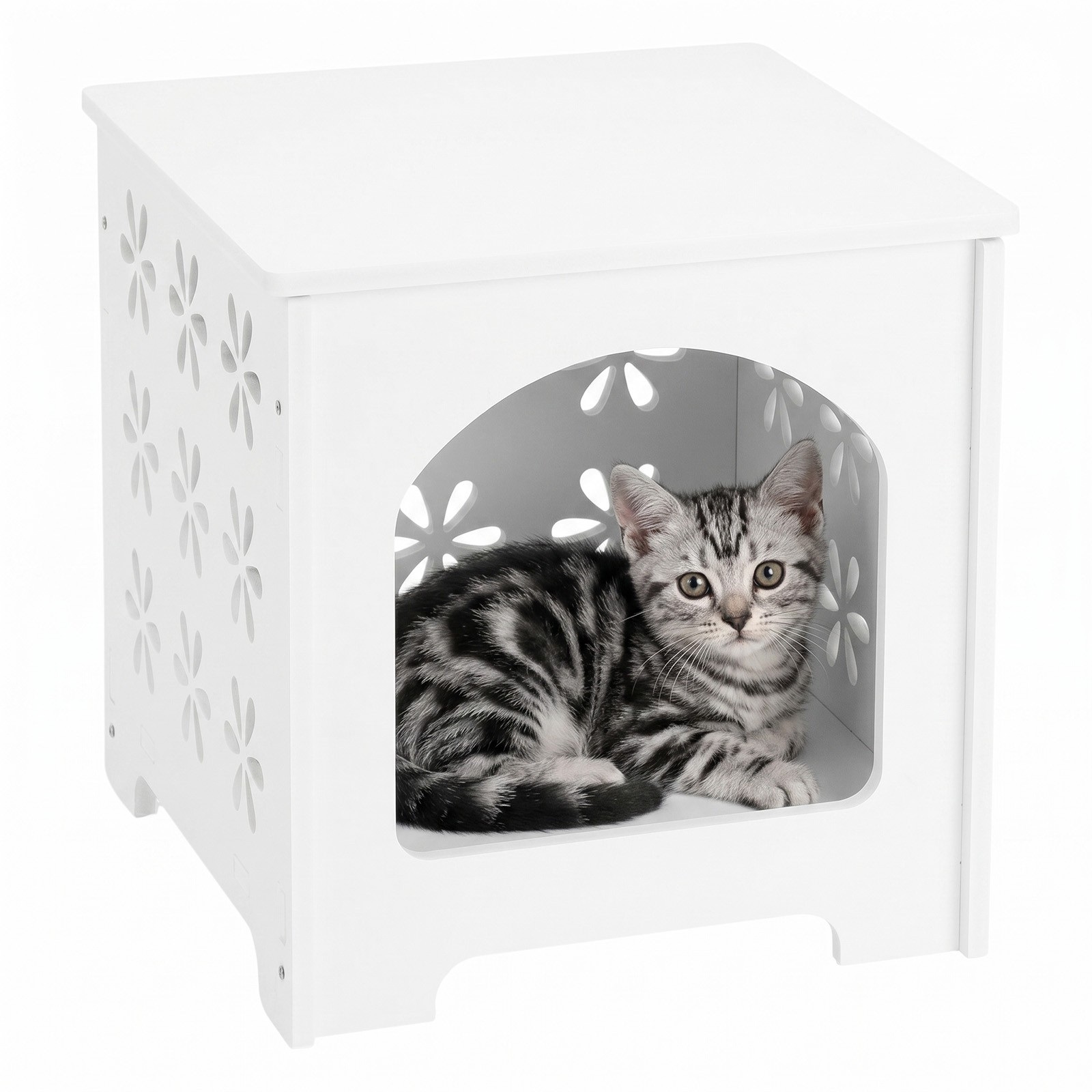 Small Side Table Living Room Bedroom PVC Bedside with Storage Rack for Indoor