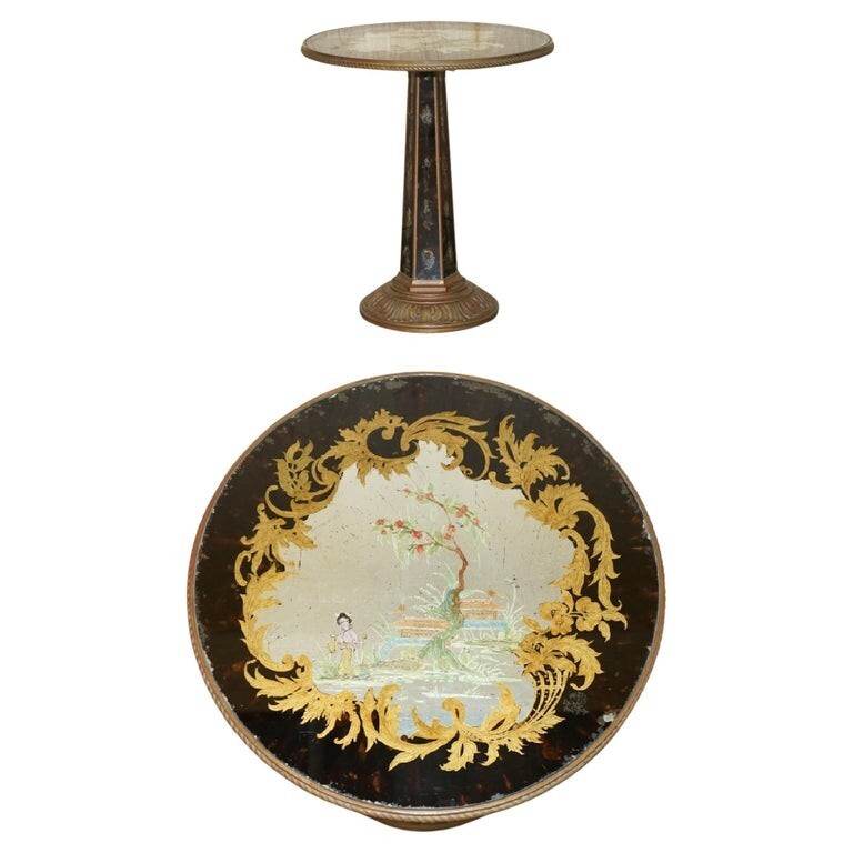 ANTIQUE CIRCA 1920 CHINESE CHINOISERIE HAND PAINTED OCCASIONAL CENTRE TABLE