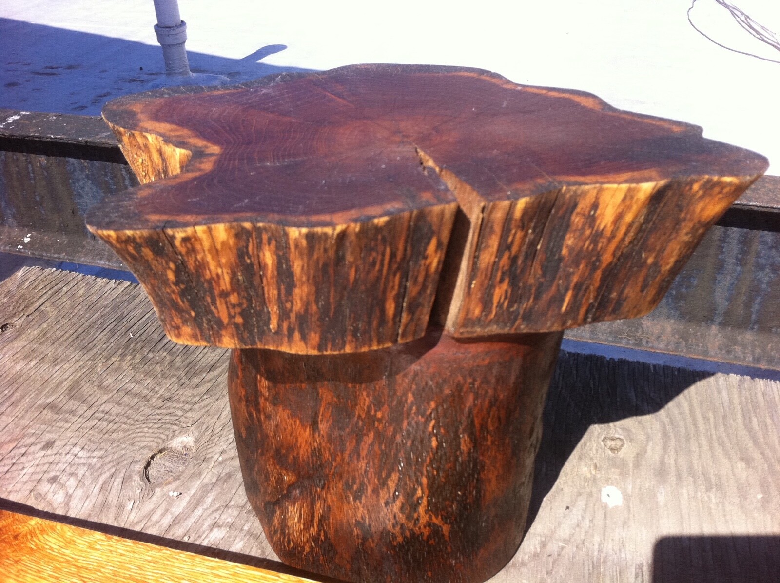 Rustic Solid Wood Mushroom Side/Display Table/Stand
