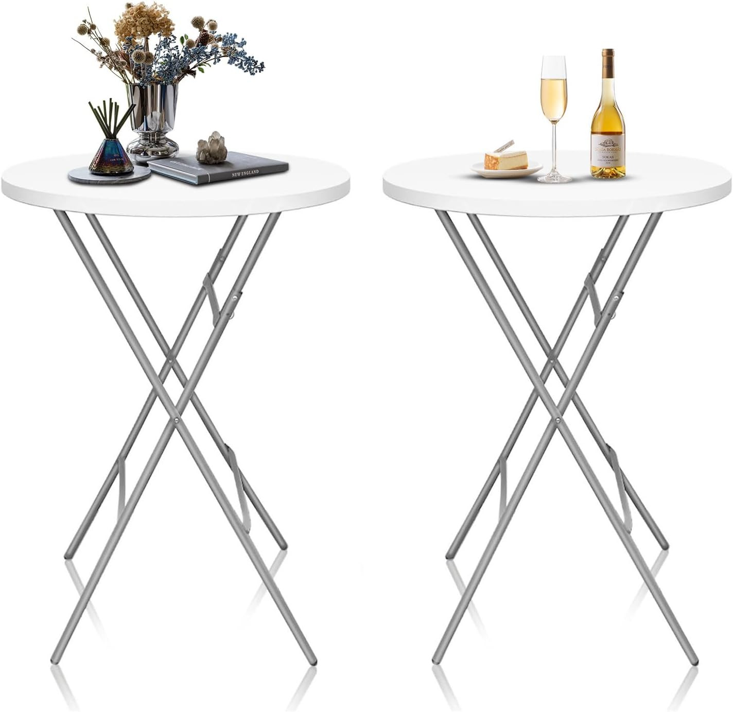 GUAGUA 32″ round Plastic Folding High Top Table – Versatile Bar, Cocktail & Port