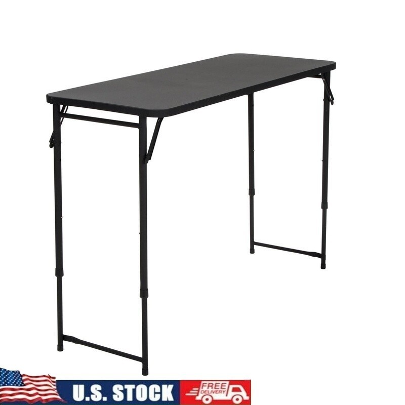 Adjustable Height Folding Table PVC Top Portable Outdoor Indoor Party Use