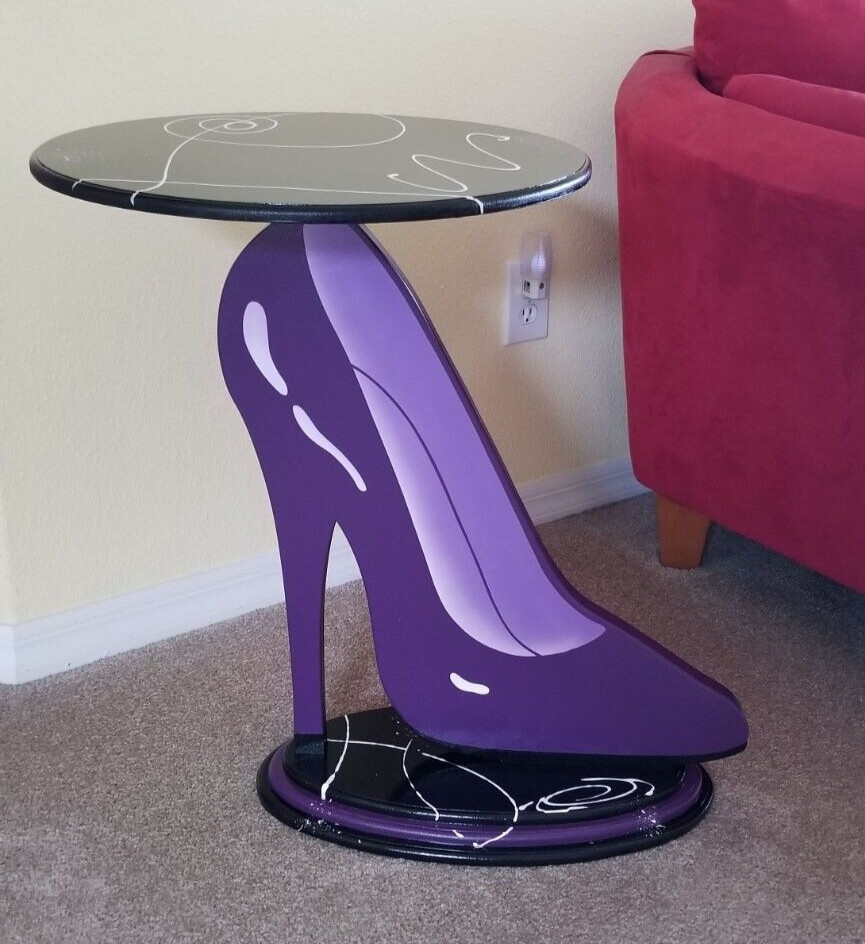Purple Shoe Table, high heel table, unique shoe End Table, accent table by Art69
