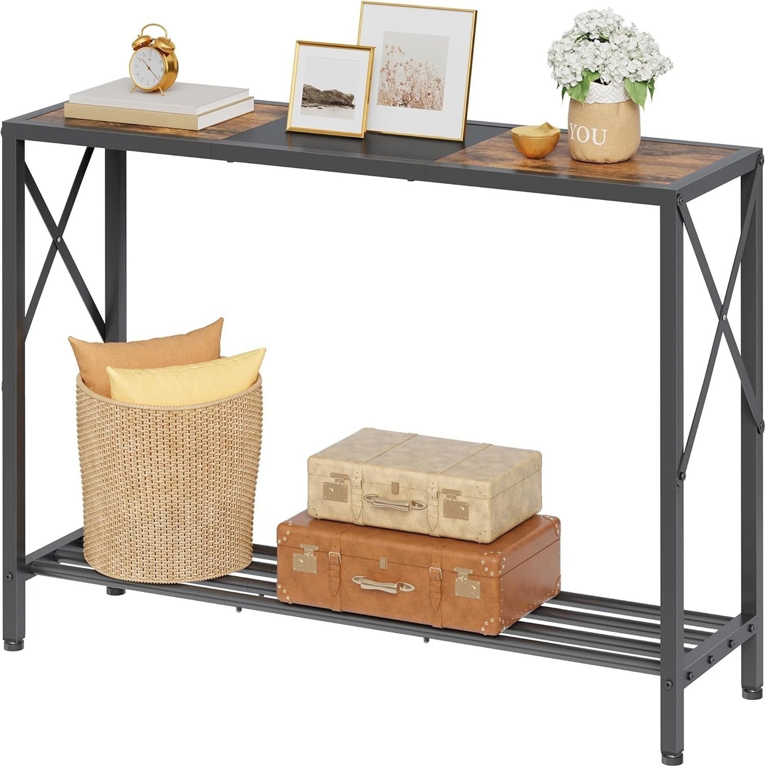 Stylish 41.8” Console Table – Durable 2-Tier Industrial Design for Modern Homes