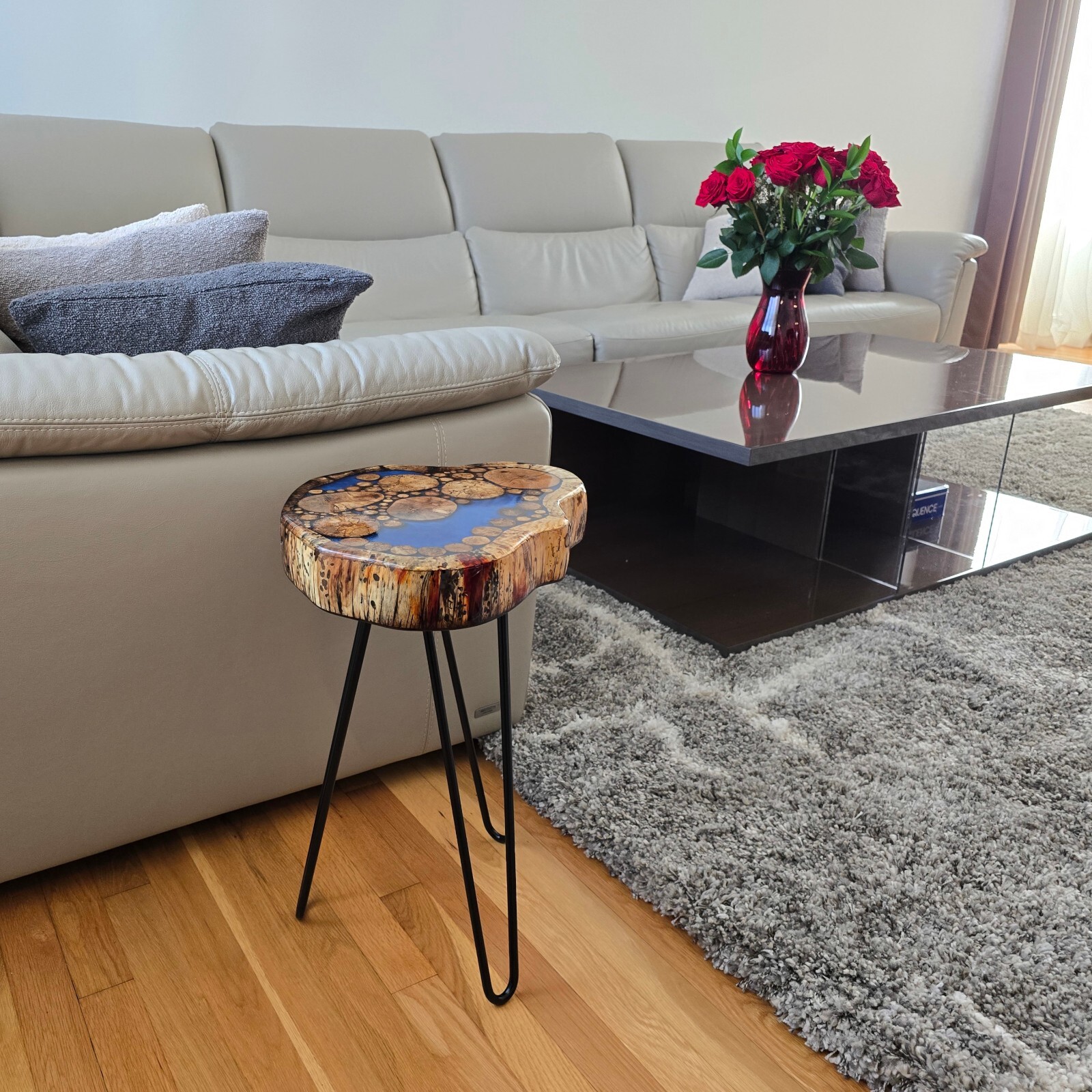 Walnut Live End Table / Side Table / Natural Edge Side Table / Pedestal