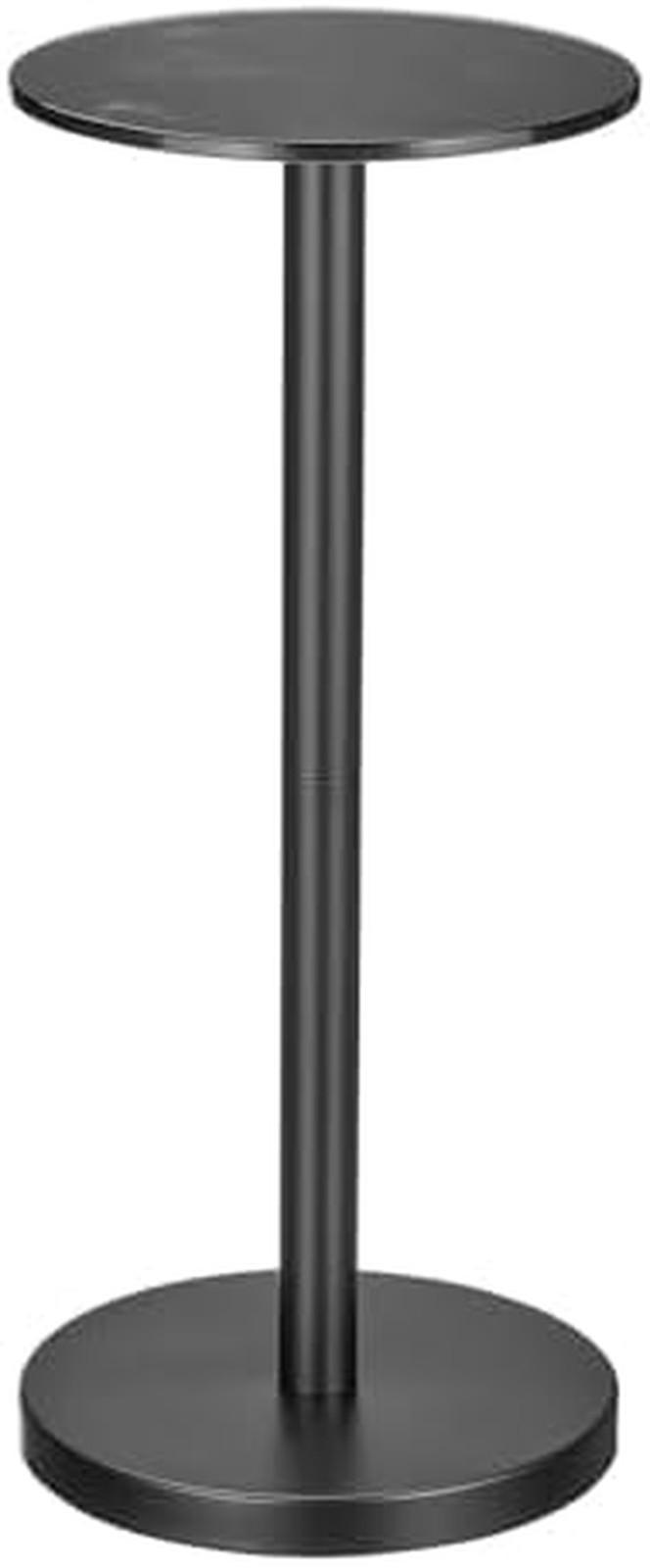 Modern 9″ Glass Top Round Accent Table – Black Marble Finish for Any Room