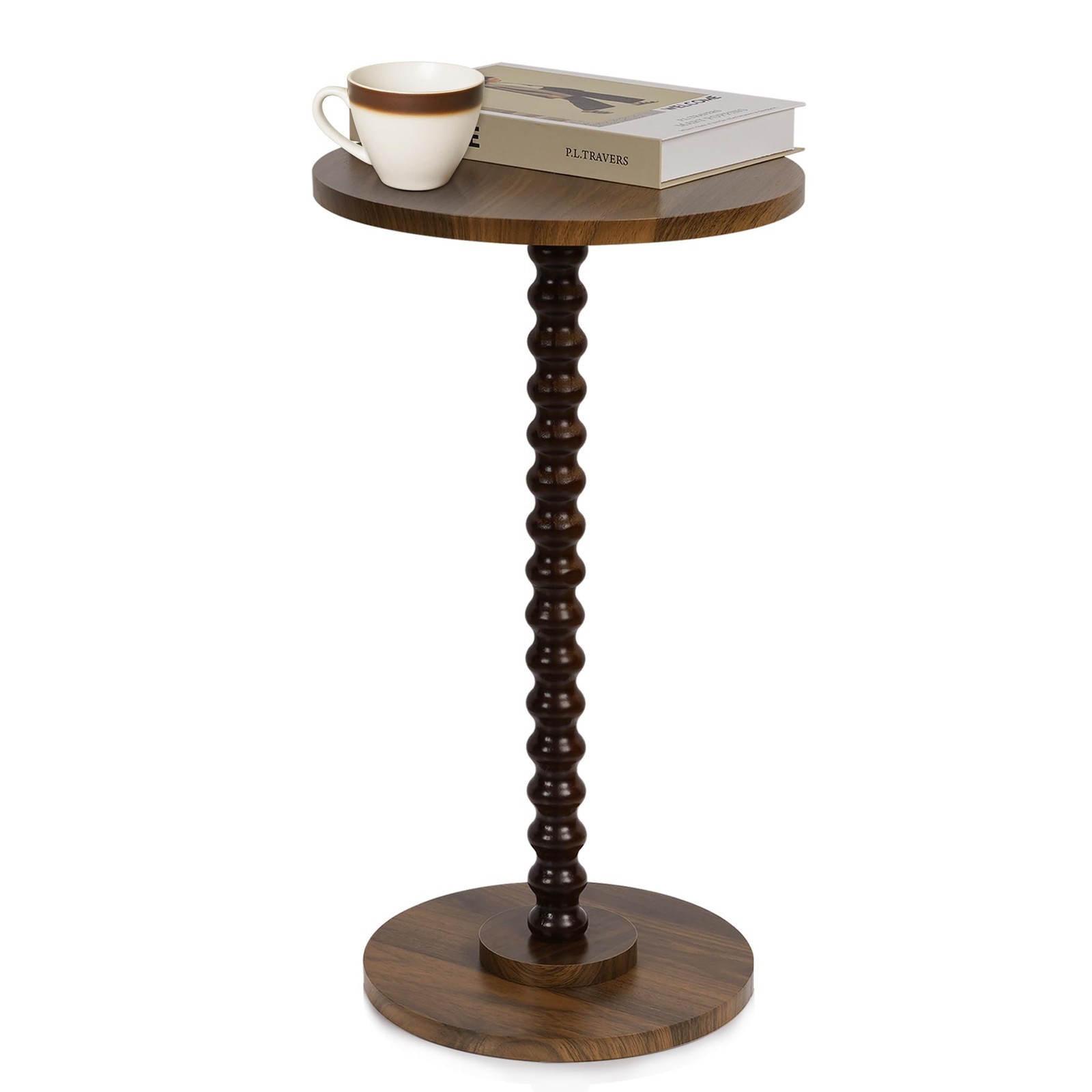 Round Side Table, Small End Table for Small Space, Modern Accent Table with S…