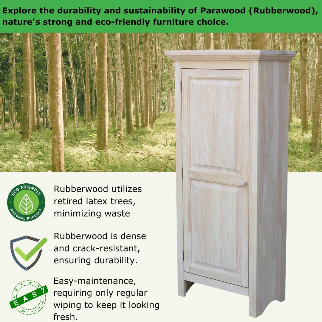 Solid Parawood Jelly Cabinet – 22.8″W Kitchen Pantry Storage, Easy Assembly