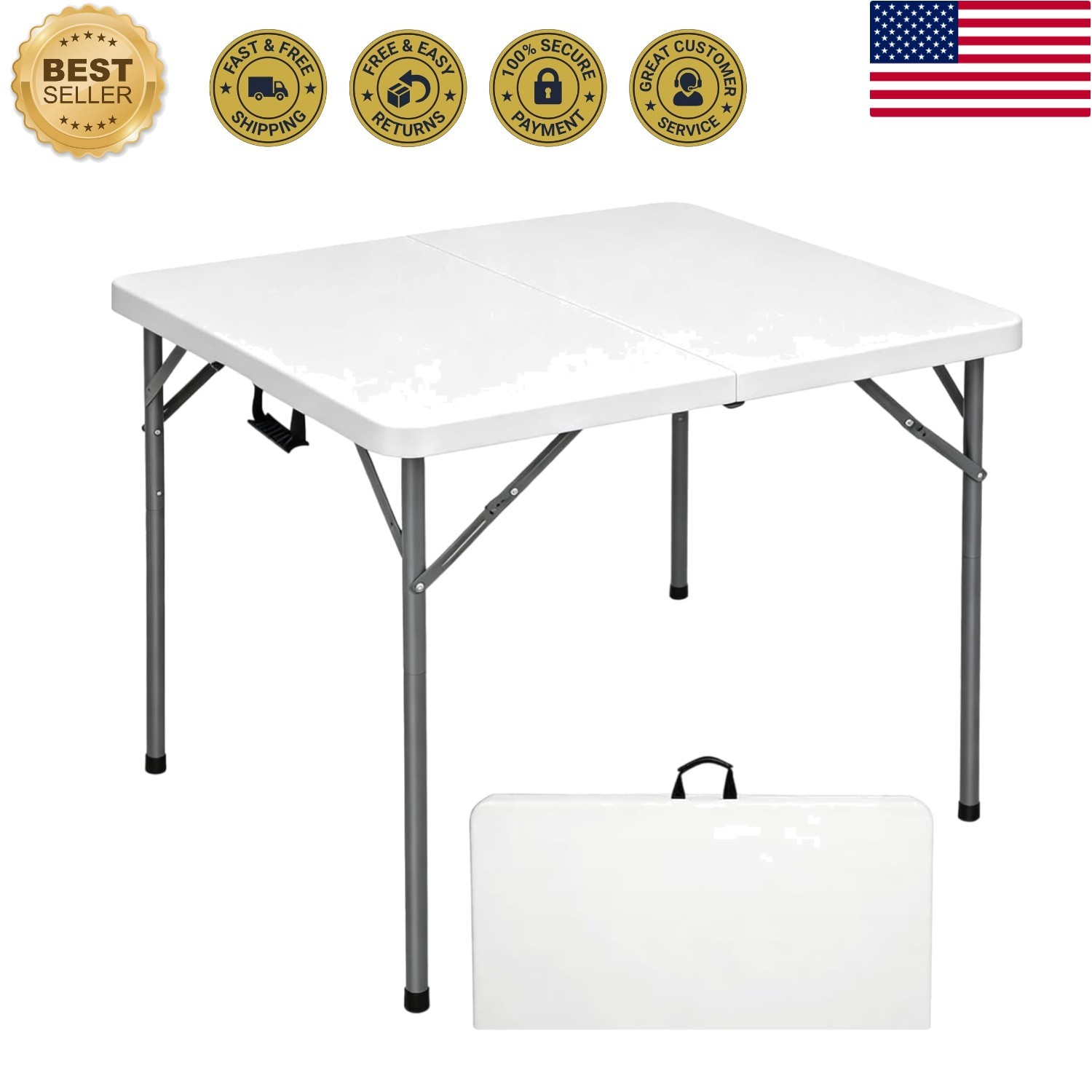 34″ Portable Folding Table – Ideal for Kids Activities, Dining & Outdoor Events