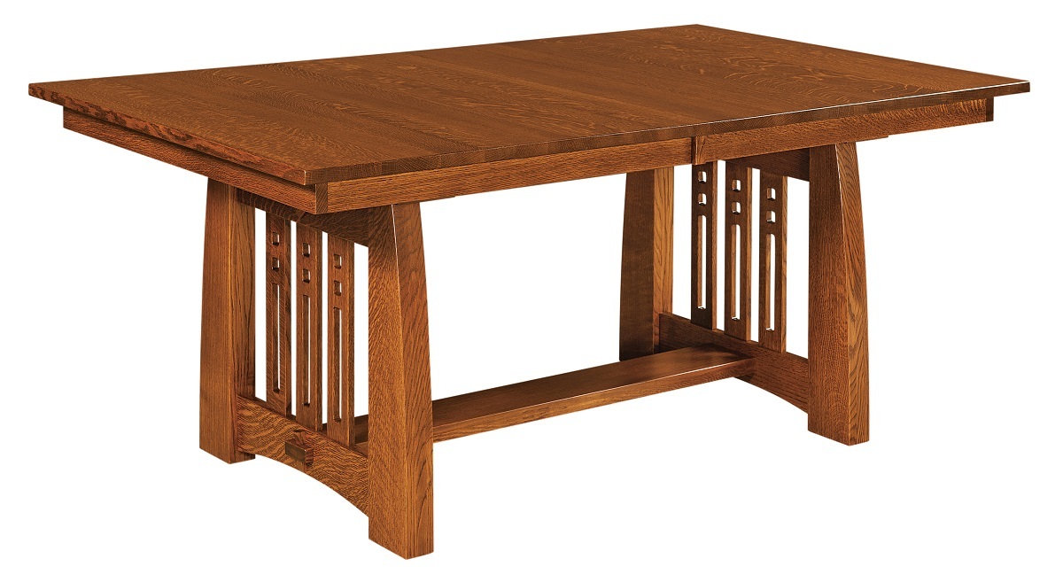 Amish Mission Craftsman Trestle Dining Table Jamestown Rectangle Solid Wood