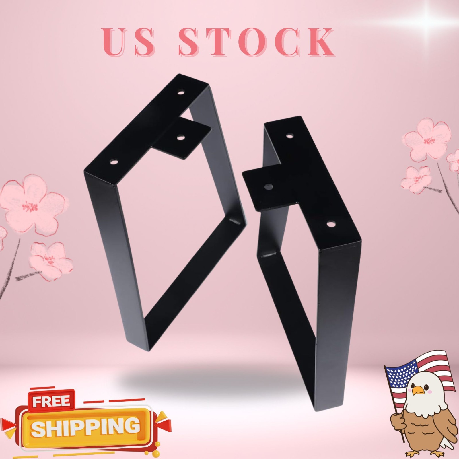 18″ Steel Trapezoid Table Legs, 2pcs for Coffee Table, TV Stand, Bench
